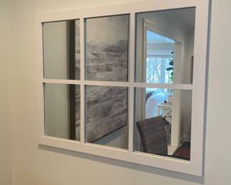 6 panel white window mirror, 31"W x 24"H,  was $44, NOW $38
