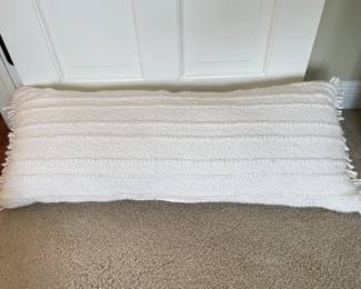 Creme colored long fringed pillow,  35"W x 13"H,  was $28, NOW $18