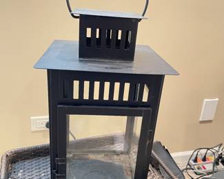 Black Metal lantern, 9.5" x 9.5" x 13"H, was $20, NOW $14