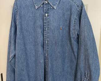 Polo long sleeve jean shirt,  classic fit, Size XLarge, $9