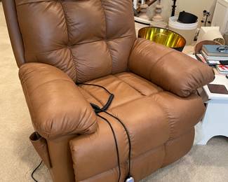 Cognac colored comfortable Lift chair/Heat /Massage, 38"W x 33"D x 44"H, was $525, NOW $475