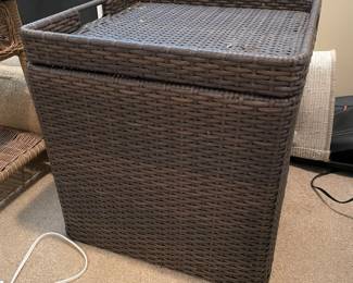 Wicker storage table/removable tray, 17" x 17" x 18"H,  was $30, NOW $22