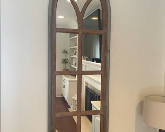 Tall grey & brown "Church window" mirror, 58"H x 18"W,  $48