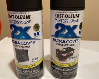 Rust-oleum 2X ultra cover flat and semi-gloss black paint cans,  $6