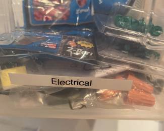 Box of electrical push in wire connectors and ground screws > see next picture>