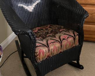 VTG Wicker rocker with art deco fabric,  29"W x 32"D x 32"H, was  $75, NOW $60