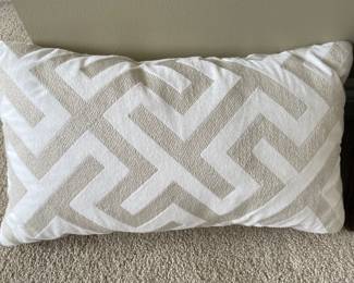 Abstract tan & white pillow, 19"W x 11"H,  was $22, NOW $15