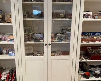 Glass door white cabinet, 35"W x 14'D x 80"H,  was $225, NOW $150