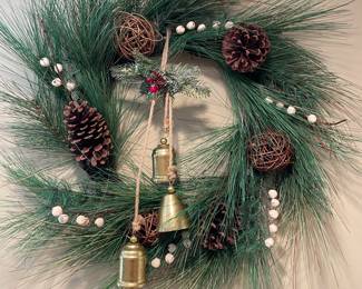 Pinecone Bell wreath, 21"D,  was $24, NOW $18