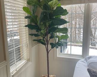 Pottery Barn Faux Fiddle Leaf Fig Tree in basket, 88"H,  (Retail $279),  $125
