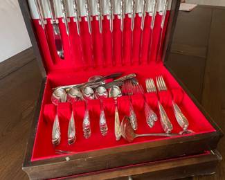 Wm. Rogers silverplate flatware set w/ box,  was $95, NOW $65