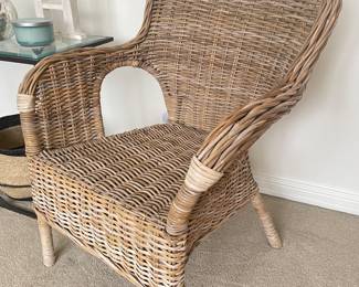 Rattan arm chair, 2 available, was $85 each, NOW $68 each