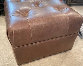 Brown Leather ottoman,  21" x 21" x 15"H,  was $115, NOW $95