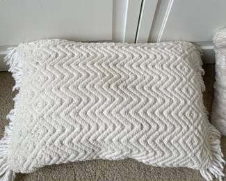 Creme colored fringed zigzag design pillow, 21"W x 13"H,  was $22, NOW $15