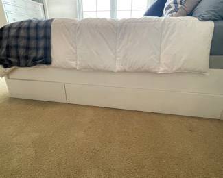 Additional view of white double bed w/drawers~