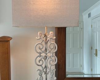 White scrolled lamp, - 2 available -, 30"H,  was $38 each, NOW $30 each