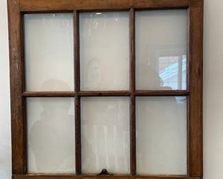 Vtg Brown 6 pane window wall decor, 28"W x 24"H,  was $30, NOW $25