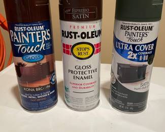 Set of 3 Rust-oleum Kona Brown gloss, Gloss protective enamel, Satin Hunt club green,  $9