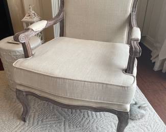 Creme and wood accent arm chair, 27"W x 29"D x 37"H,  $299