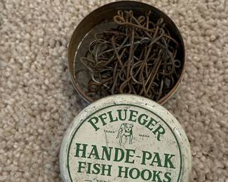 Vtg Pflueger fish hooks tin,  was $4, NOW $2
