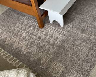 Additional view of Grey fringed Area Rug~