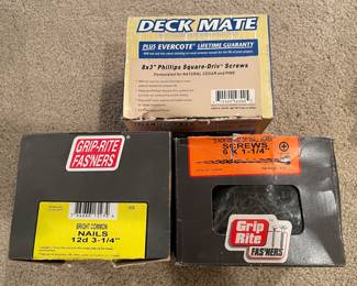 Set of 3 boxes of nails and screws,  was $10, NOW $7