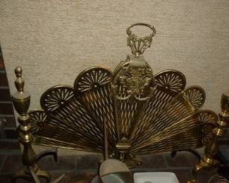 Brass Peacock Fireplace Fan