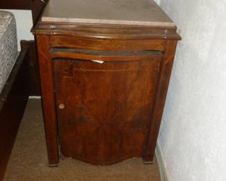 old record cabinet w/marble top..very unique! Needs a new lock put in