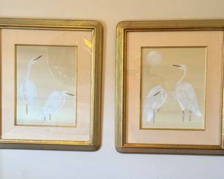42	$150 	
Egrets set of two gold frames 27Hx24W