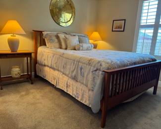 45	$400 	
Queen size bed wood frame 66W footboard 	44H headboard with Serta Perfect sleeper Guest room barely slept on - pillow top	
