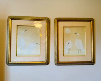 42	$150 	
Egrets set of two gold frames 27Hx24W