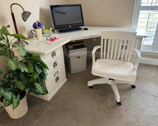 24	$295 	
Pottery barn corner white desk with swivel chair 	63x63x23Dx29H	