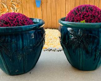 8	$80 	
Terracotta glazed turquoise planters set of 2 -18Dx16H	