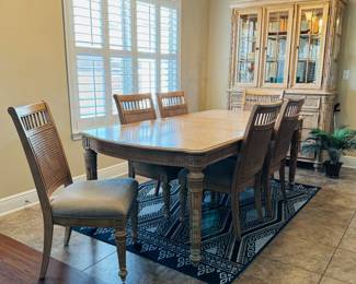 1	$1,075-NOW $537
Havertys dining table 66""L & 20"" leave & 6 chairs
Havertys china cabinet 82x52x19	