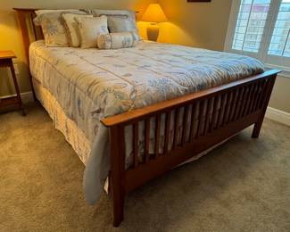 45	$400 	
Queen size bed wood frame 66W footboard 	44H headboard with Serta Perfect sleeper Guest room barely slept on - pillow top	