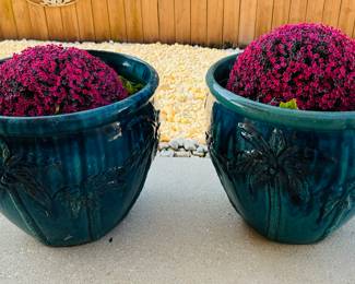 8	$80 	
Terracotta glazed turquoise planters set of 2 -18Dx16H	