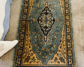 37	$60 	
Rug vintage silky feel 54x24 gold & blue 