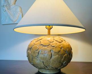 49	$100 	
Pottery lamp Ginko leaves mustard color 14x25	