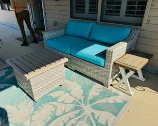 4	$275 3 pices set ) Exclude side tables
Outdoor sofa 35Dx64Lx29T with coffee table storage 2x2x18H  									
Rug Monaco 5'3""x7'6"" indoor outdoor Coastal Flora	
