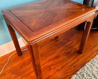 Rectangular wood side table inlaid top 27Wx21Dx23H	