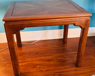 Rectangular wood side table inlaid top 27Wx21Dx23H	