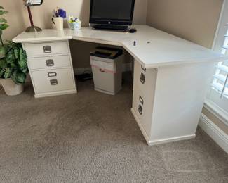 24	$295 	
Pottery barn corner white desk with swivel chair 	63x63x23Dx29H	