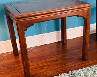 Rectangular wood side table inlaid top 27Wx21Dx23H	