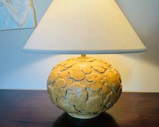 49	$100 	
Pottery lamp Ginko leaves mustard color 14x25	
