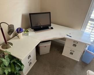 24	$295 	
Pottery barn corner white desk with swivel chair 	63x63x23Dx29H	