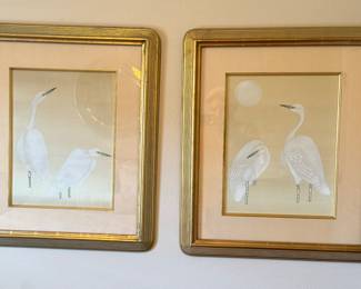 42	$150 	
Egrets set of two gold frames 27Hx24W