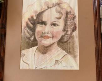 Portrait of Shirley Temple - Provenance on the back of the portrait shows that this was painted by a sister who was blind in the 2001. It is absolutely Breath Taking and signed by Shirley Temple!