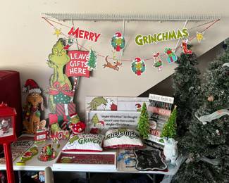 Just look at all the "Grinchy" Christmas Items on this Table just waiting to be a part of your Christmas celebration!