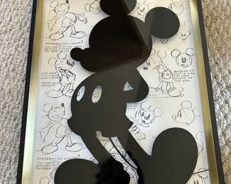 Collectible Mickey Mouse Silhouette with vintage drawing instructions for drawing Mickey behind the Silhouette  