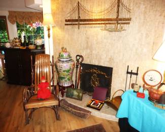 Wonderful Vintage French Slat Willow Branch Rocking Chair